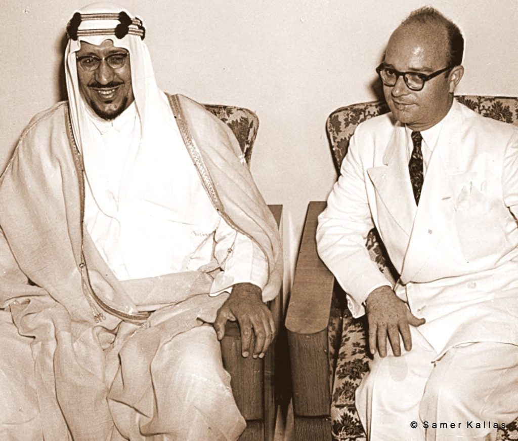 التاريخ السوري المعاصر - خليل كلاس مع الملك سعود بن عبد العزيز في دمشق عام 1956