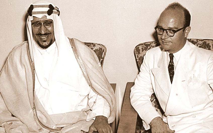 خليل كلاس مع الملك سعود بن عبد العزيز في دمشق عام 1956