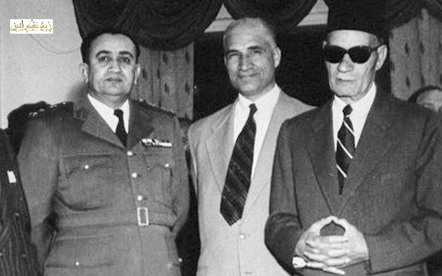 الزعيم توفيق نظام الدين وطه حسين في دمشق عام 1955