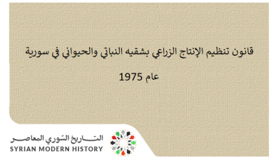 التاريخ السوري المعاصر - قانون تنظيم الإنتاج الزراعي بشقيه النباتي والحيواني في سورية 1975