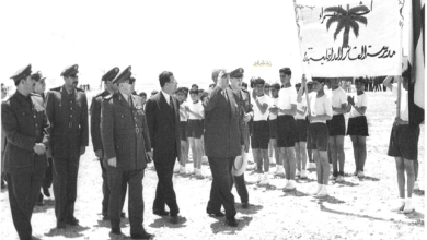 التاريخ السوري المعاصر - مدرسة العشائر في تدمر ترحب بالرئيس شكري القوتلي 1957