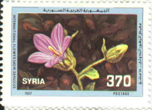 التاريخ السوري المعاصر - طوابع سورية 1987- معرض الزهور الدولي