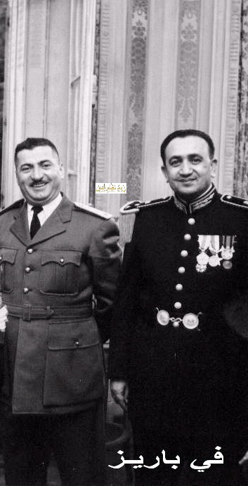 التاريخ السوري المعاصر - الزعيم توفيق نظام الدين والمقدم عبد الكريم زهر الدين في باريس 1955