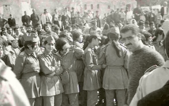 حلب 1969- طالبات الفتوة في مسيرة استنكار ضرب العمل الفدائي في لبنان (3)