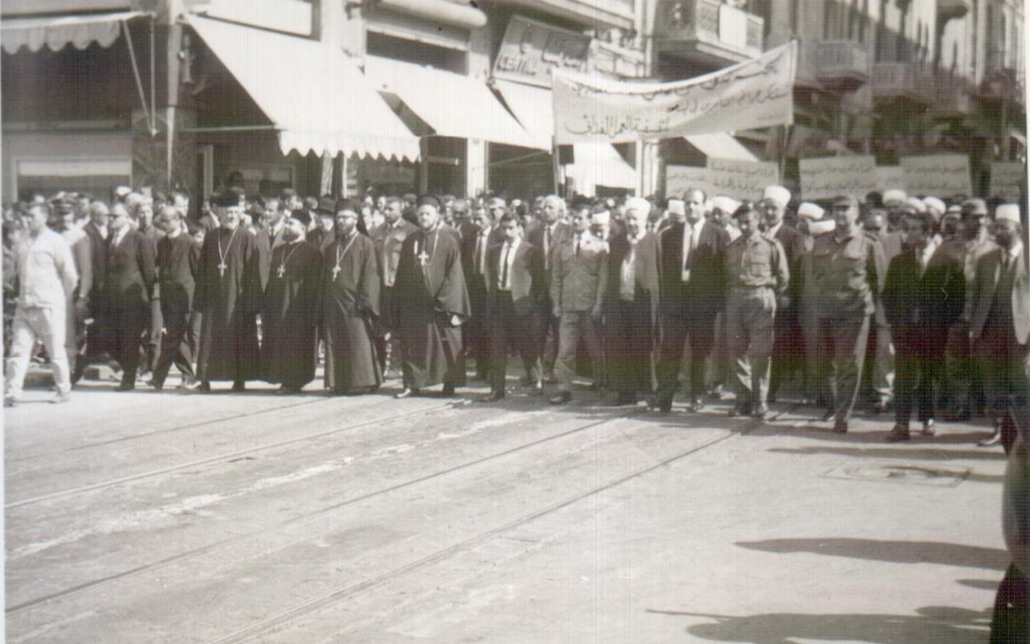 حلب 1969- مسيرة استنكار ضرب العمل الفدائي في لبنان (1)