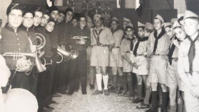 التاريخ السوري المعاصر - الفرقة الموسيقية مع كشاف مدرسة الكلية الوطنية في اللاذقية عام 1959