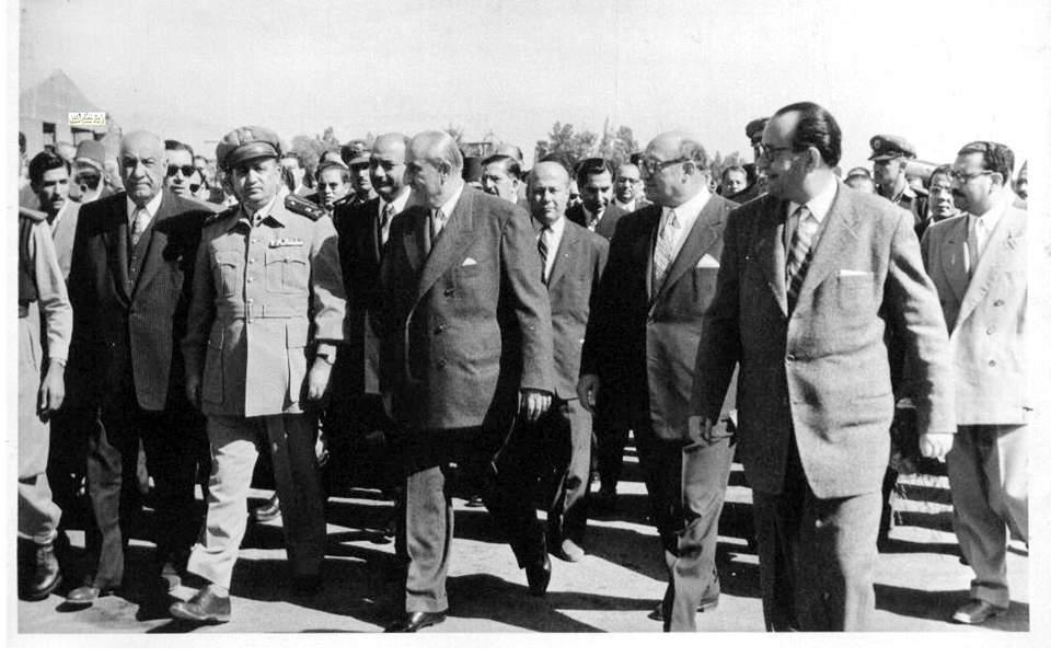 شكري القوتلي وصبري العسلي ومحمد العايش واللواء توفيق نظام الدين خريف 1956