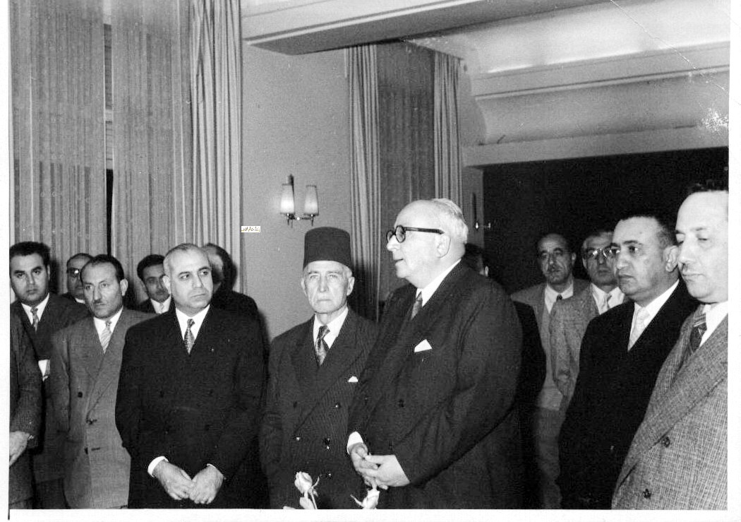 خالد العظم واحسان الجابري و مأمون الكزبري وتوفيق نظام الدين عام 1957  (2)