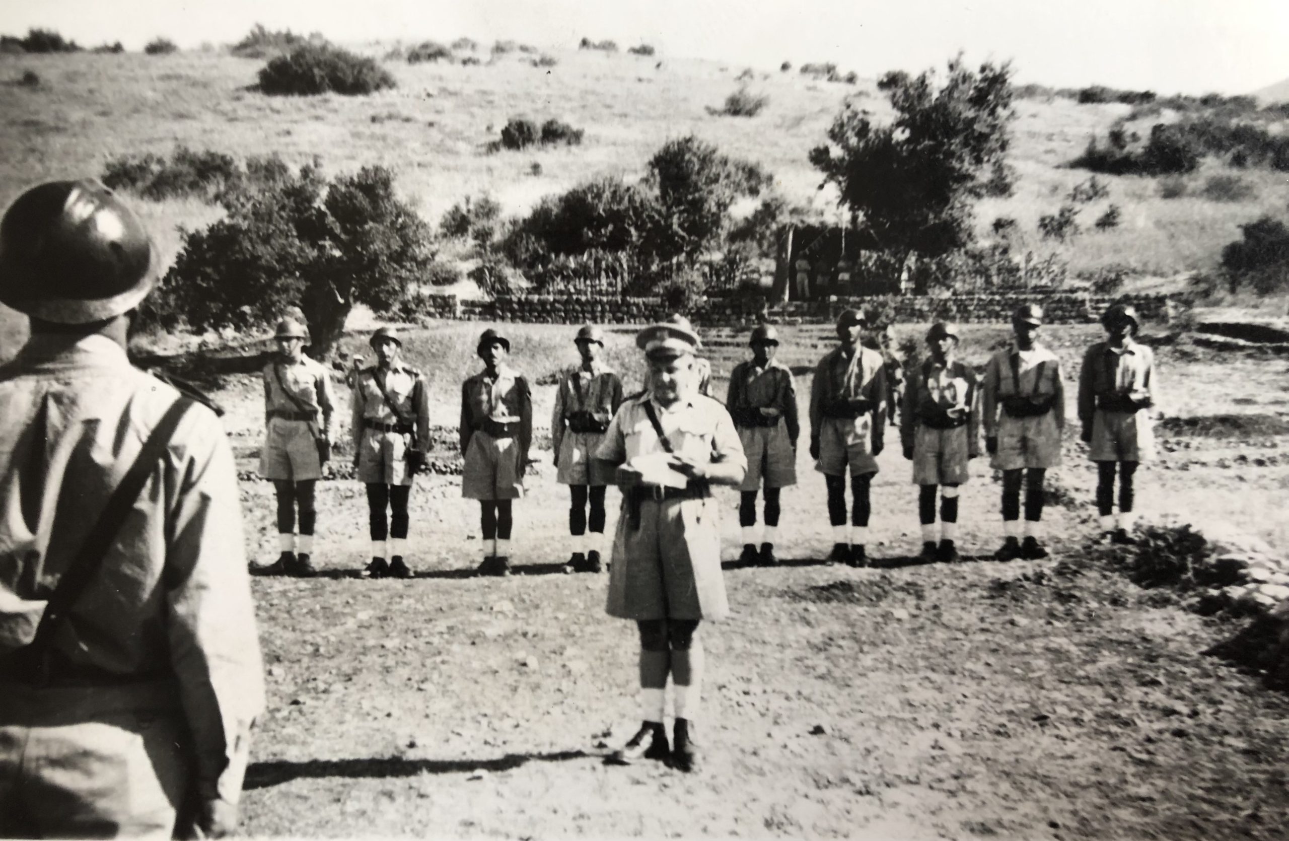 جمال الفيصل أثناء مراسم الاستعراض وتوزيع الأوسمة في جبهة الجولان 1948 ( 3/2 )