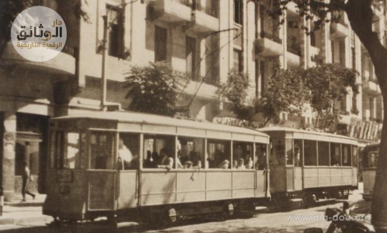 التاريخ السوري المعاصر - عربات الترام في حي الجميلية في حلب عام 1955م