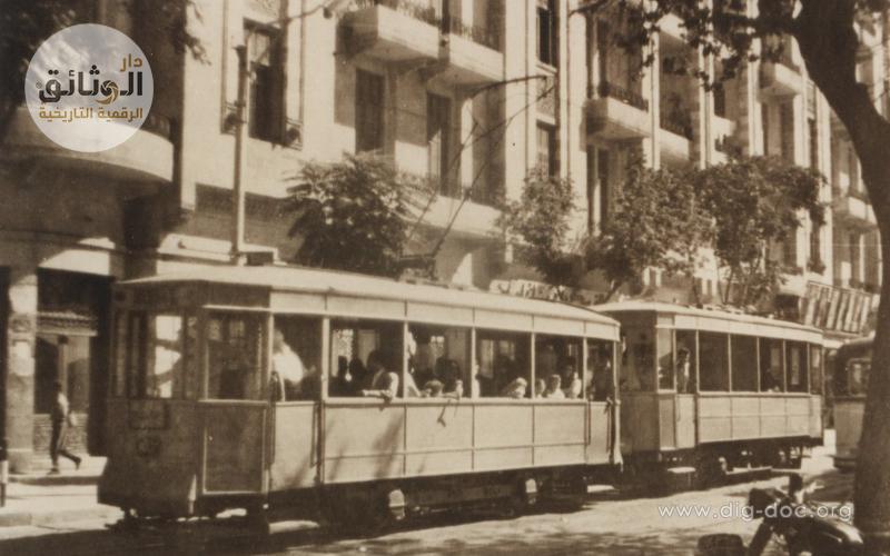 التاريخ السوري المعاصر - عربات الترام في حي الجميلية في حلب عام 1955م