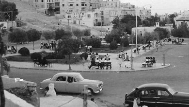 ساحة المهاجرين وجزء من قصر مصطفى باشا العابد عام 1961