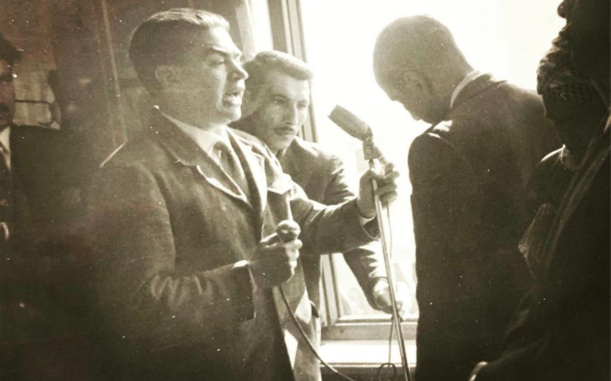 عبد السلام العجيلي يلقي كلمة عند زيارة عبد الحميد السراج إلى الرقة