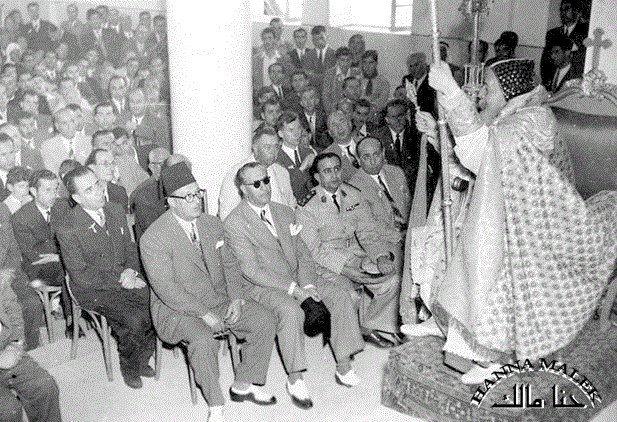 التاريخ السوري المعاصر - توفيق نظام الدين في حفل تدشين كنيسة القديس جاورجيوس في دمشق 1954 