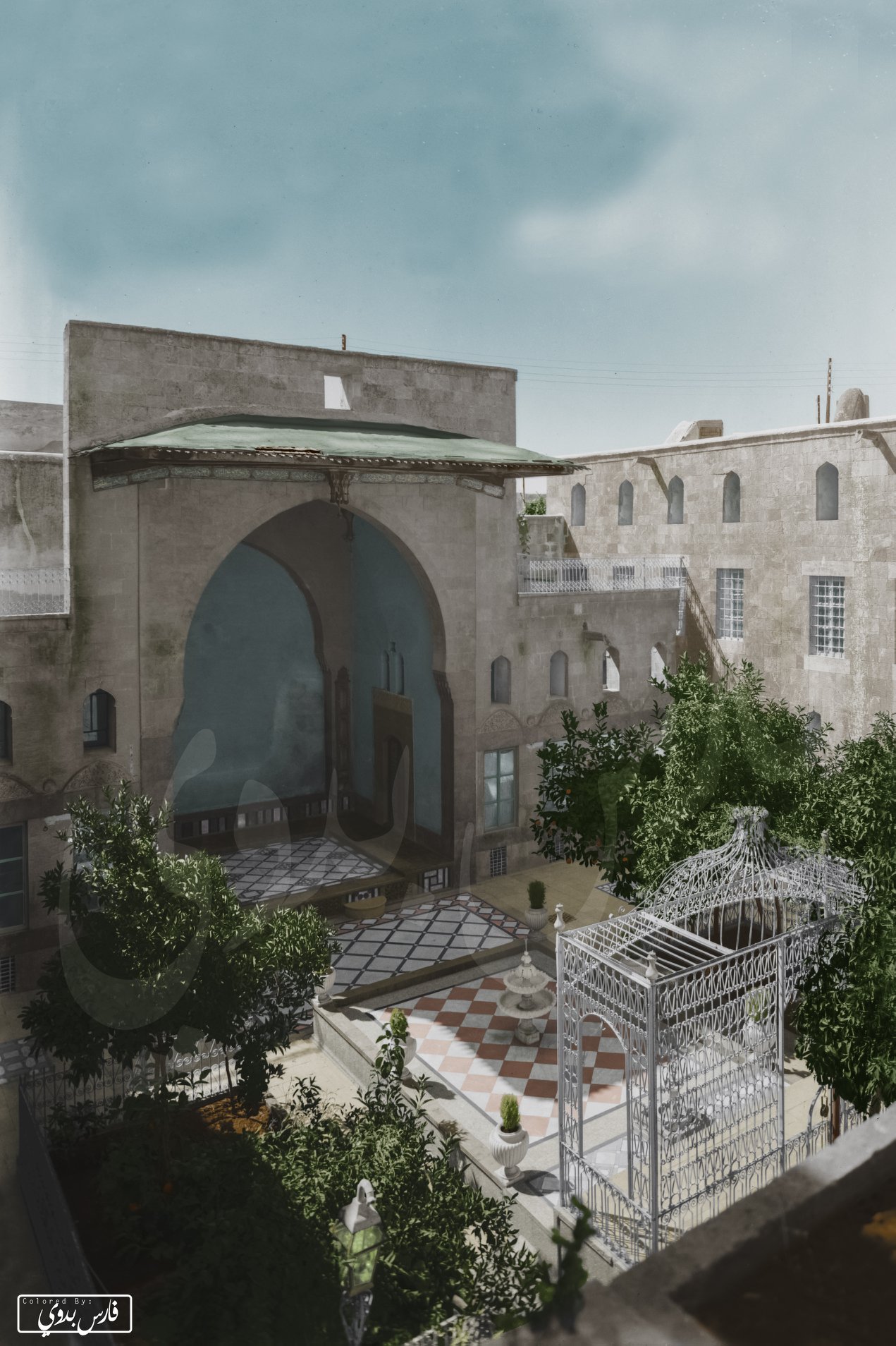 التاريخ السوري المعاصر - صور تاريخية ملونة - بيت جبرائيل دلّال في حلب