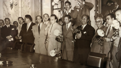 جانب من الحضور في مراسم توقيع اتفاق القيادة المشتركة عام 1955