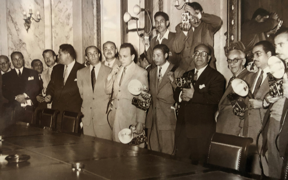 جانب من الحضور في مراسم توقيع اتفاق القيادة المشتركة عام 1955