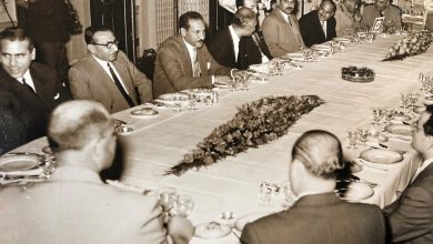 جانب من حفل توقيع اتفاق القيادة السورية المصرية المشتركة عام 1955