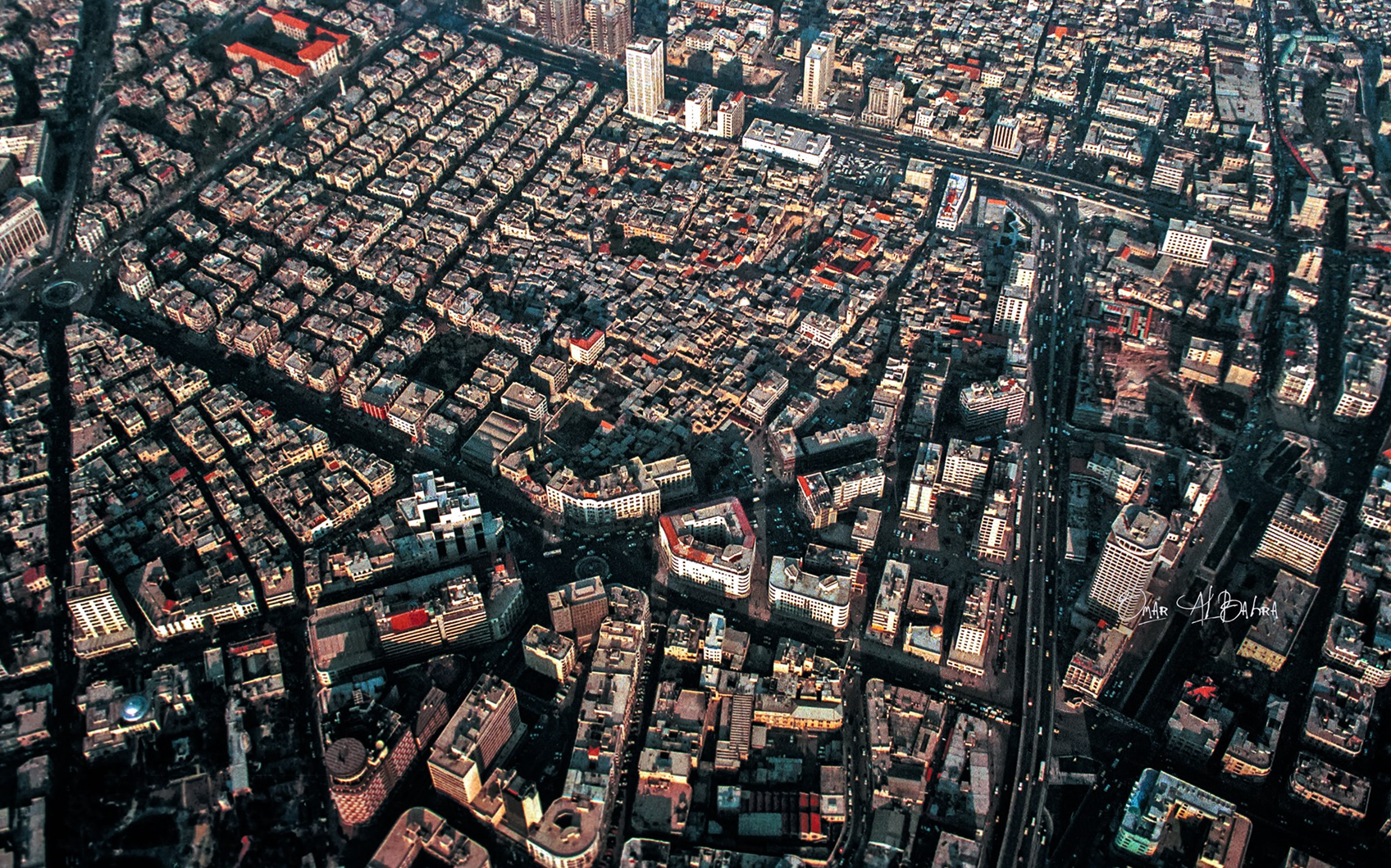 صورة جوية لوسط مدينة دمشق عام 1993