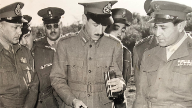 شوكت شقير وعبد الحكيم عامر في زيارة لمواقع الجبهة 1956