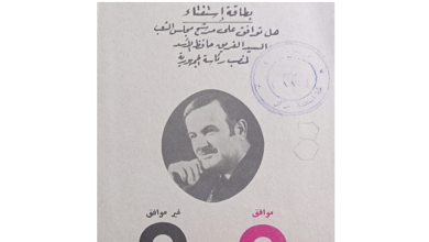 التاريخ السوري المعاصر - بطاقة استفتاء لمنصب رئيس الجمهورية عام 1971