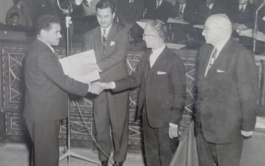 محمد عيد عوض الجعابي مع ناظم القدسي وخالد العظم عام 1962