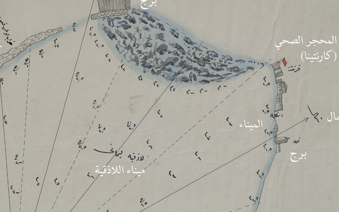 من الأرشيف العثماني - رسم يدوي لميناء اللاذقية