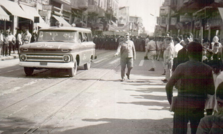  شارع شكري القوتلي في حلب 1969 -  طليعة مسيرة استنكار ضرب العمل الفدائي في لبنان 1969 (16)