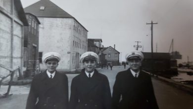 جمال صوفي، أنطون صباغ ومصطفى شومان خلال البعثة على متن سفينة جان دارك عام 1951
