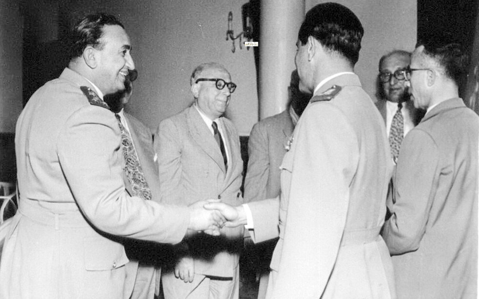 ناظم القدسي وصبري العسلي والزعيم توفيق نظام الدين عام 1955