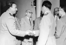 ناظم القدسي وصبري العسلي والزعيم توفيق نظام الدين عام 1955