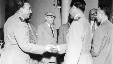 ناظم القدسي وصبري العسلي والزعيم توفيق نظام الدين عام 1955