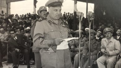 جمال الفيصل يلقي كلمة في حفل تخريج ضباط الاحتياط تموز 1958