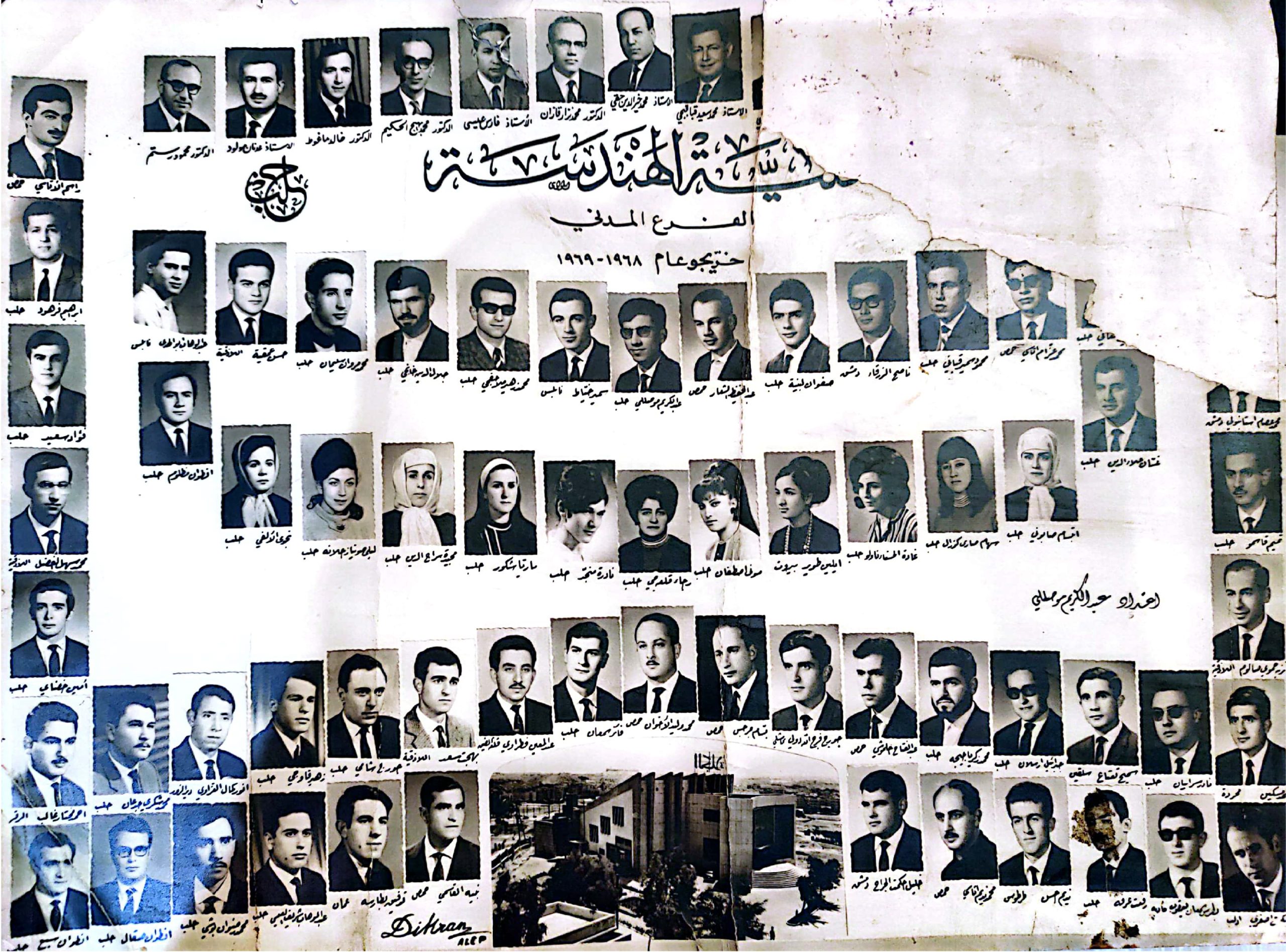 التاريخ السوري المعاصر - خريجو كلية الهندسة المدنية في حلب للعام الدراسي 1968 - 1969