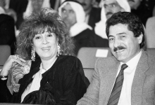 منى واصف وصالح الحايك في المهرجان الخطابي بمناسبة 8 آذار عام 1991م