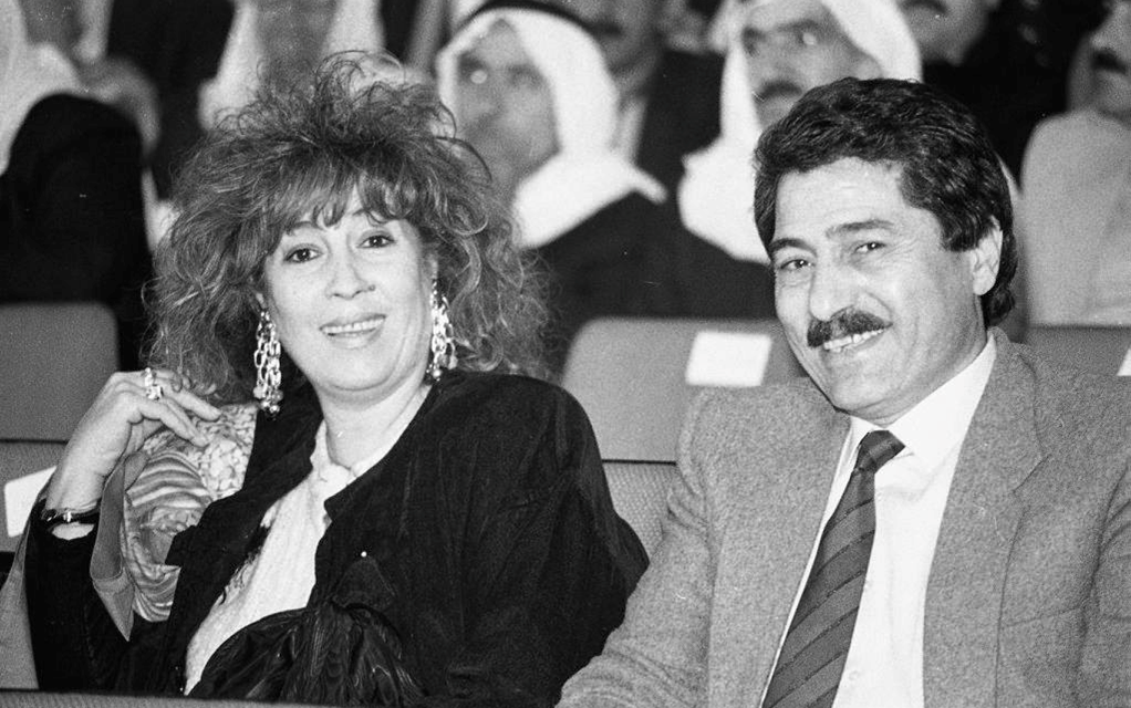 منى واصف وصالح الحايك في المهرجان الخطابي بمناسبة 8 آذار عام 1991م