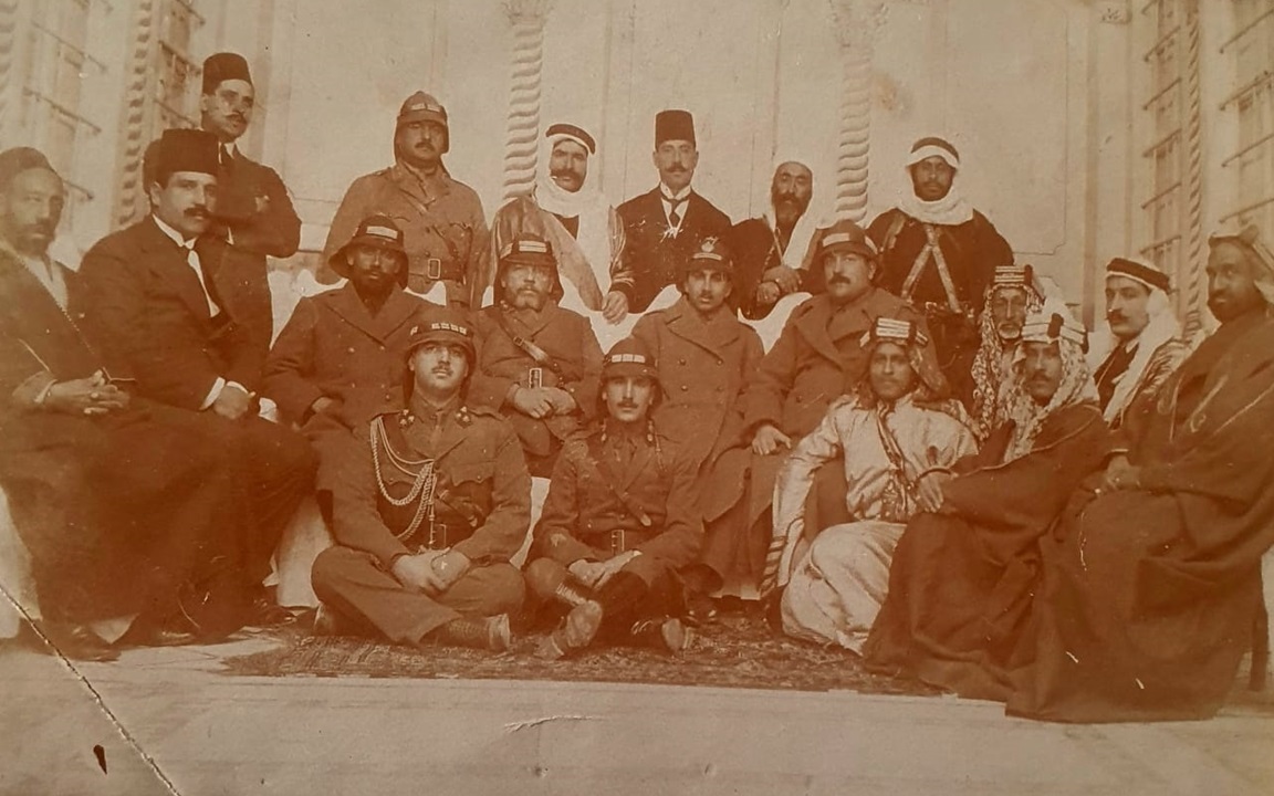 نسيب البكري زيد بن الحسين دمشق 1919 رضا الركابي نسيب البكري والأمير زيد بن الحسين في دمشق عام 1919م