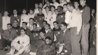المنتخب السوري المدرسي بكرة السلة مع نظيره التونسي عام 1963