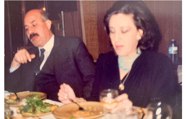كوليت الخوري وخيري الذهبي في عشاء بعد ندوة في مهرجان دمشق المسرحي 1986