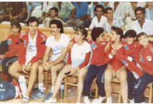 لاعبون في الفريق الوطني بالجمباز في دورة ألعاب المتوسط في اللاذقية 1987