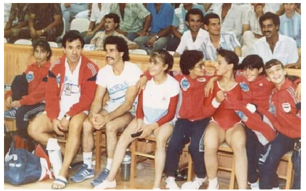 لاعبون في الفريق الوطني بالجمباز في دورة ألعاب المتوسط في اللاذقية 1987