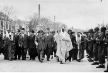 الأمير سعود بن عبد العزيز وأديب الشيشكلي في حلب عام 1953
