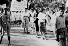 مسيرة في شوارع دمشق عام 1960 لإحياء ذكرى النكبة في فلسطين 