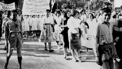 التاريخ السوري المعاصر - مسيرة في شوارع دمشق عام 1960 لإحياء ذكرى النكبة في فلسطين 
