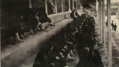 طالبات في دمشق يشاركن في الإضراب والمظاهرات احتجاجاً على تخفيض ميزانية الجامعة السورية 1929