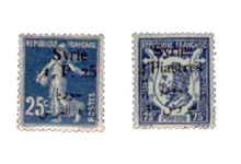 مجموعة طوابع فرنسية موشحة بكلمة "syrie" عام 1924
