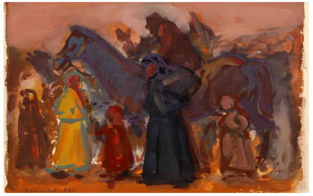 العائلة .. لوحة للفنان محمود حماد Rome عام 1956 (37)