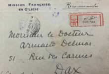 مغلف البعثة الفرنسية في كيليكيا الى فرنسا عام 1922