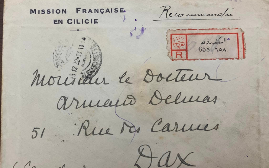 مغلف البعثة الفرنسية في كيليكيا الى فرنسا عام 1922
