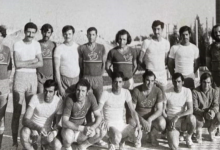 فريق نادي الفرات بكرة اليد مع نادي برزة الدمشقي عام 1974م